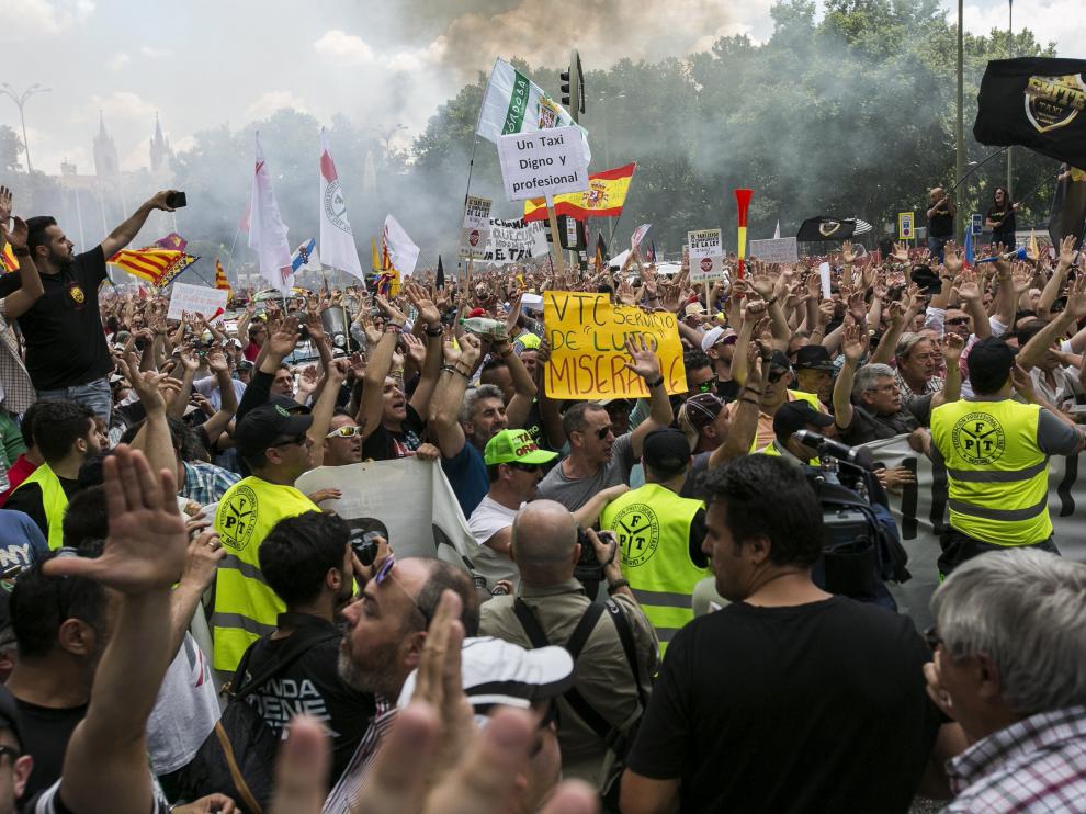 Protesta en el centro de Madrid.