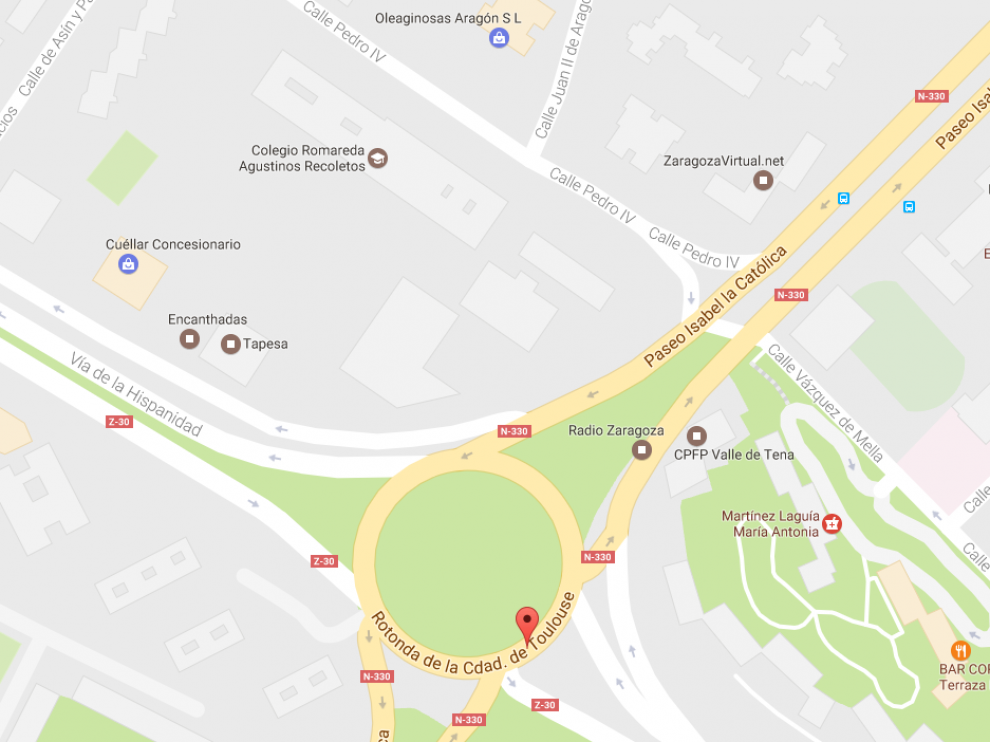 Zona en la que se ha producido el accidente.