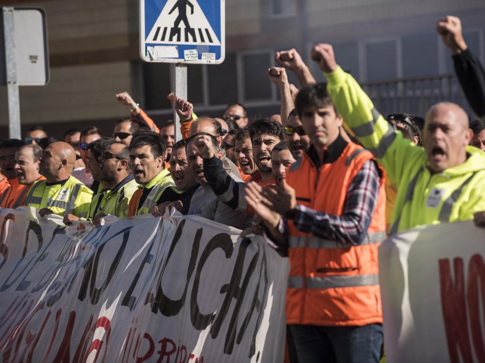 Huelga de estibadores en el puerto de Bilbao.