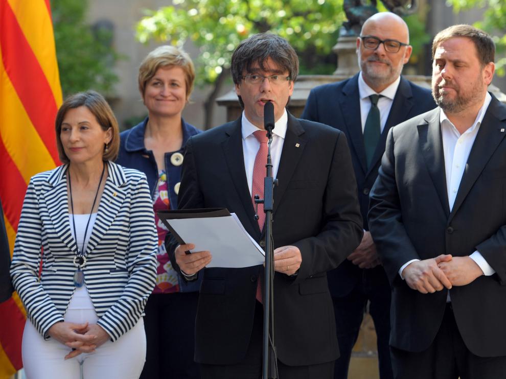 Puigdemont, Junqueras y Forcadell, en una foto de archivo.