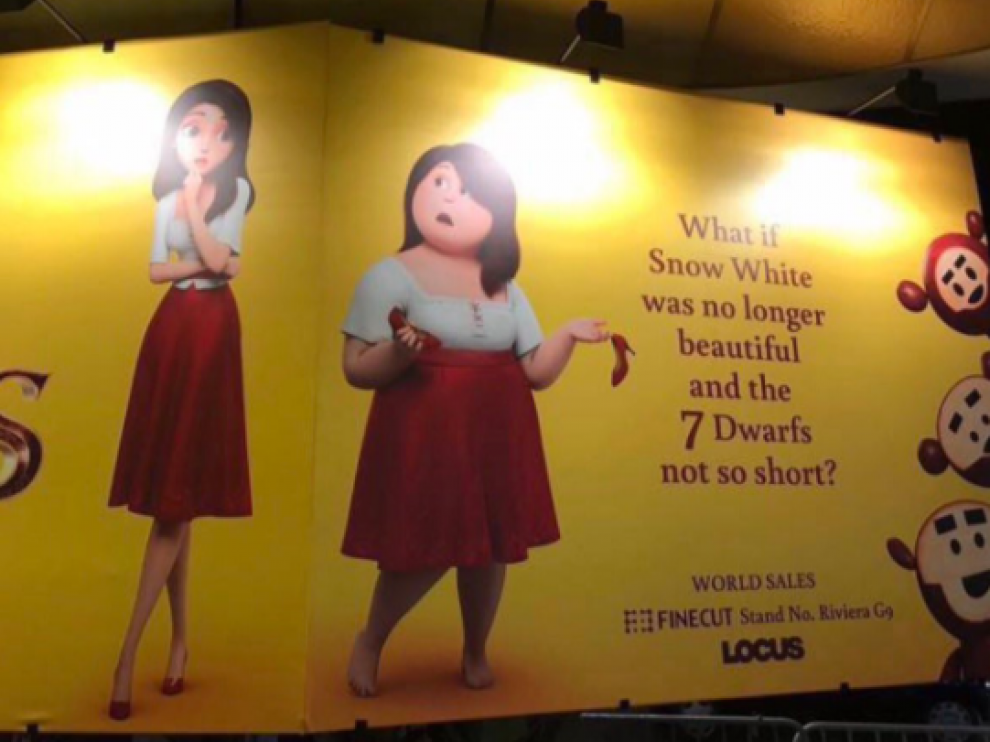Cartel promocional de 'Zapatos rojos y los siete enanitos' en el Festival de Cannes.