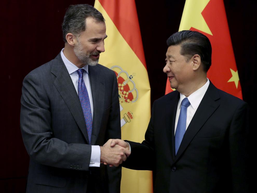 Felipe VI y el presidente chino, Xi Jinping.