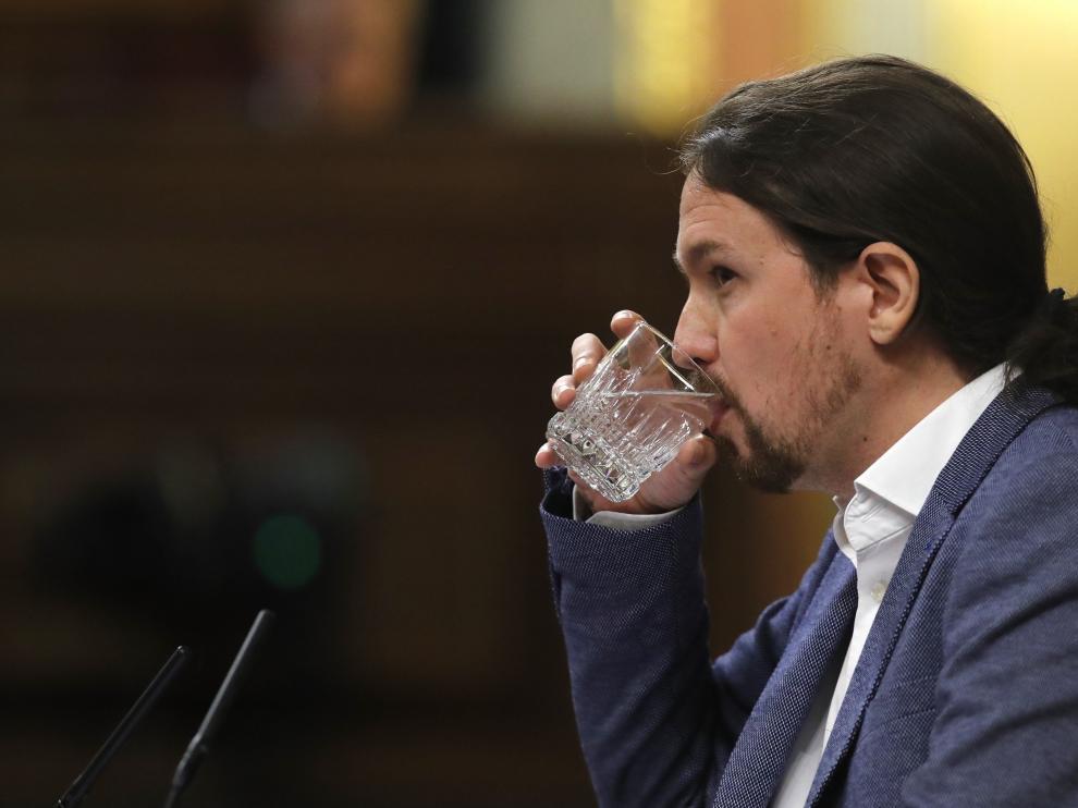 Pablo Iglesias durante su intervención en el debate de la moción de censura