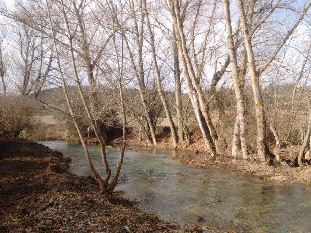 La intervención de la CHD en el río Abión, a su paso por la localidad de Abioncillo de Calatañazor, ha permitido demoler un antiguo puente peatonal. Imagen de cómo ha quedado tras el derrumbe.