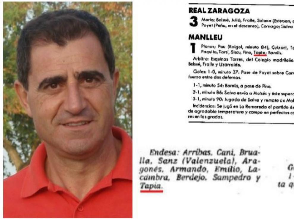Bernardo Tapia junto a algunas alineaciones extraídas de las crónicas de HERALDO.