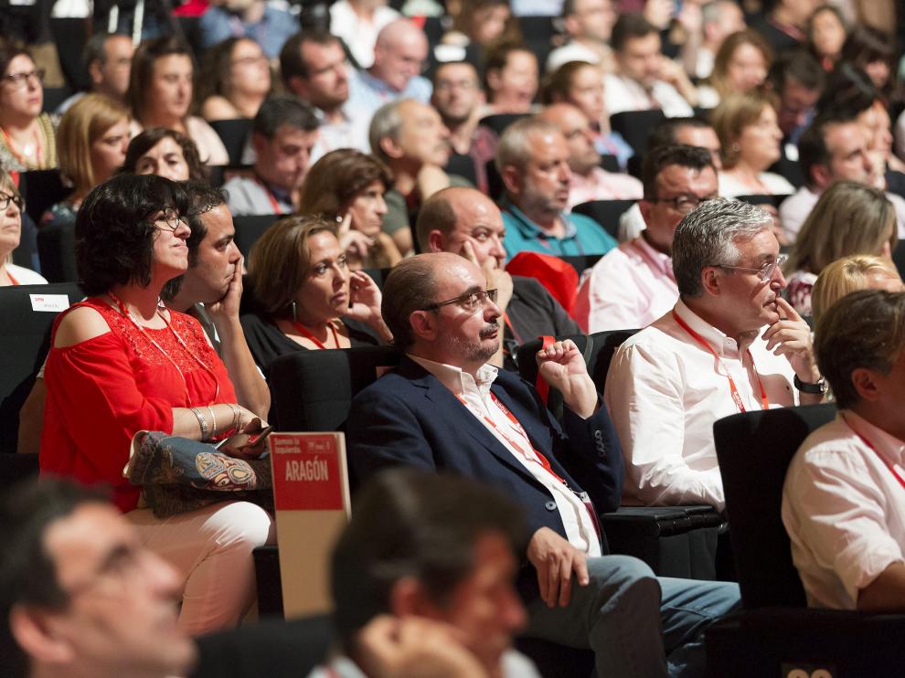 Javier Lambán, este sábado en el plenario del congreso que celebra el PSOE federal en Madrid.