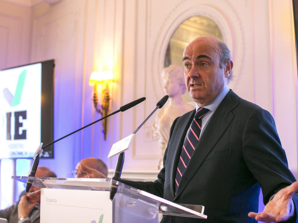 El ministro de Economía, Luis de Guindos, este martes en un curso sobre economía digital.