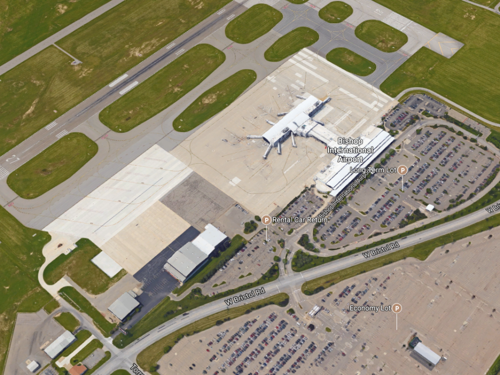 Vista del aeropuerto Bishop International de Flint, en Michigan.