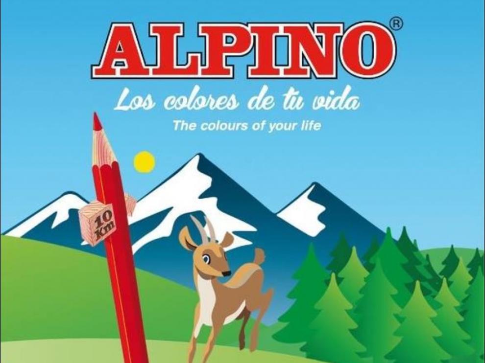 Una caja de pinturas Alpino, con la inconfundible señal de 10 km.