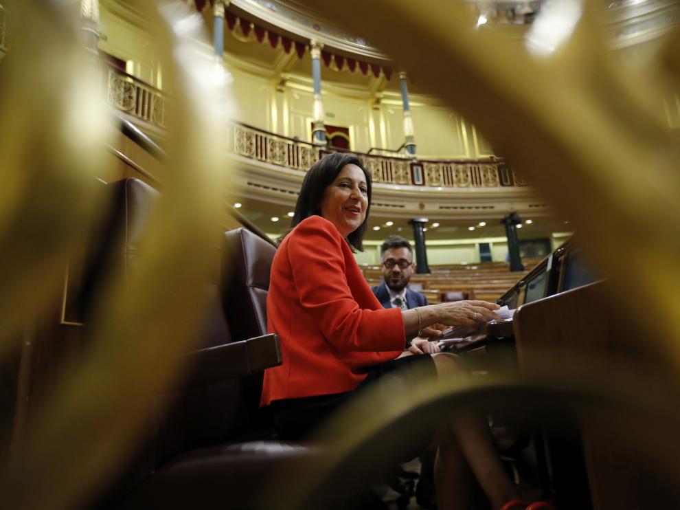 Margarita Robles se ha estrenado este miércoles como portavoz del PSOE en el Congreso.