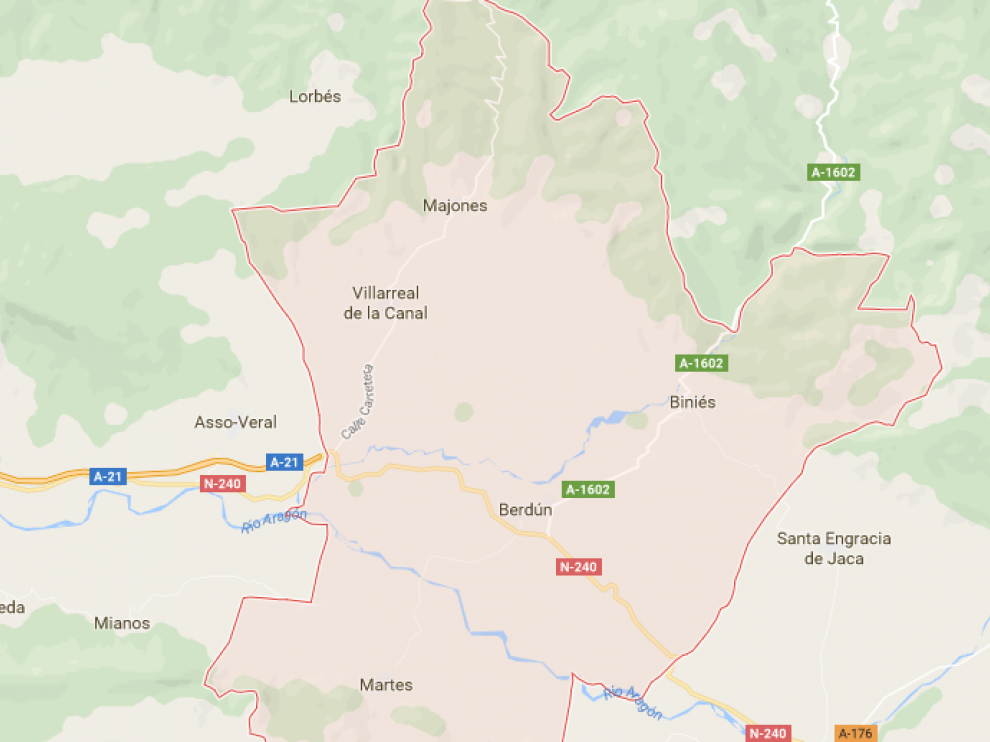 Mapa de Berdún, donde se ha producido el accidente.