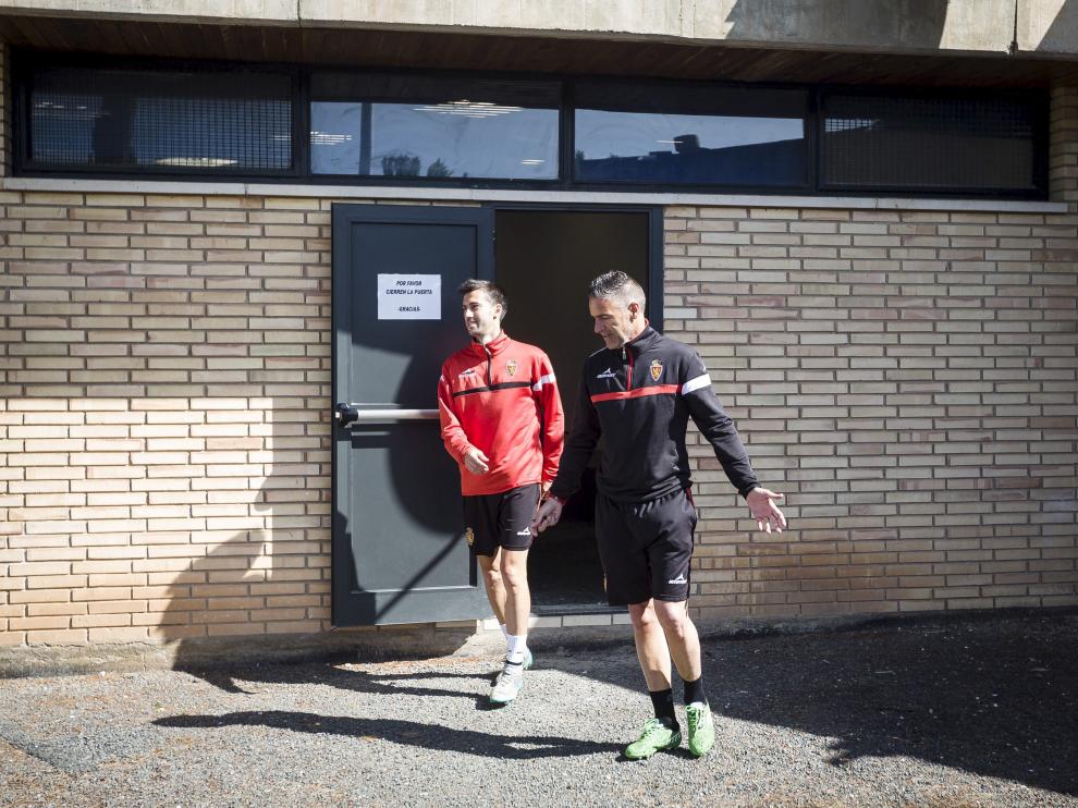 Manu Lanzarote y Carreras salen de una sesión de vídeo en la Ciudad Deportiva.