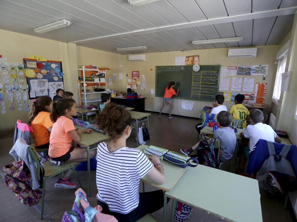 Los niños de 4º han pasado este curso en aulas prefabricadas, que continuarán el 2017/2018.