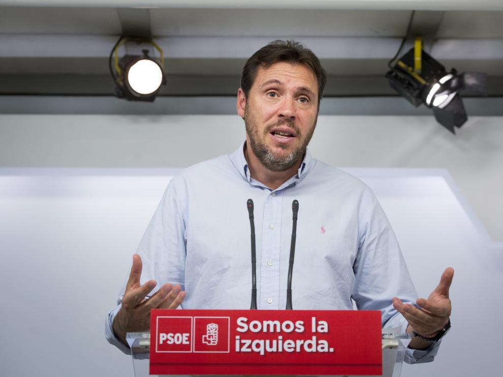 El portavoz del PSOE, Óscar Puente, este lunes.