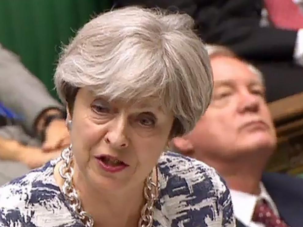 La primera ministra del Reino Unido, Theresa May, este lunes en el Parlamento británico.