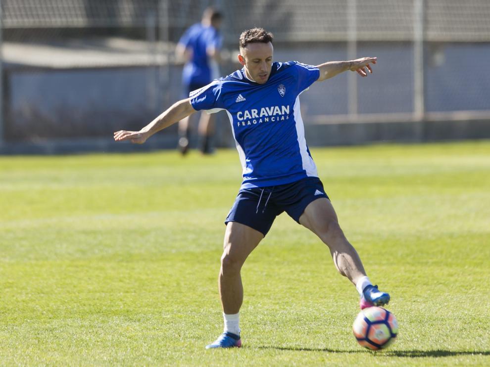 Jordi Xumetra, en un entrenamiento del Real Zaragoza.
