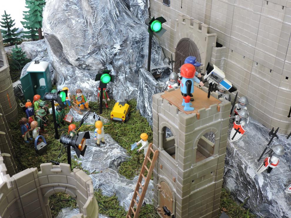 Un detalle de la maqueta con muñecos de Playmobil que recrea el rodaje de 'El Reino de los cielos'.