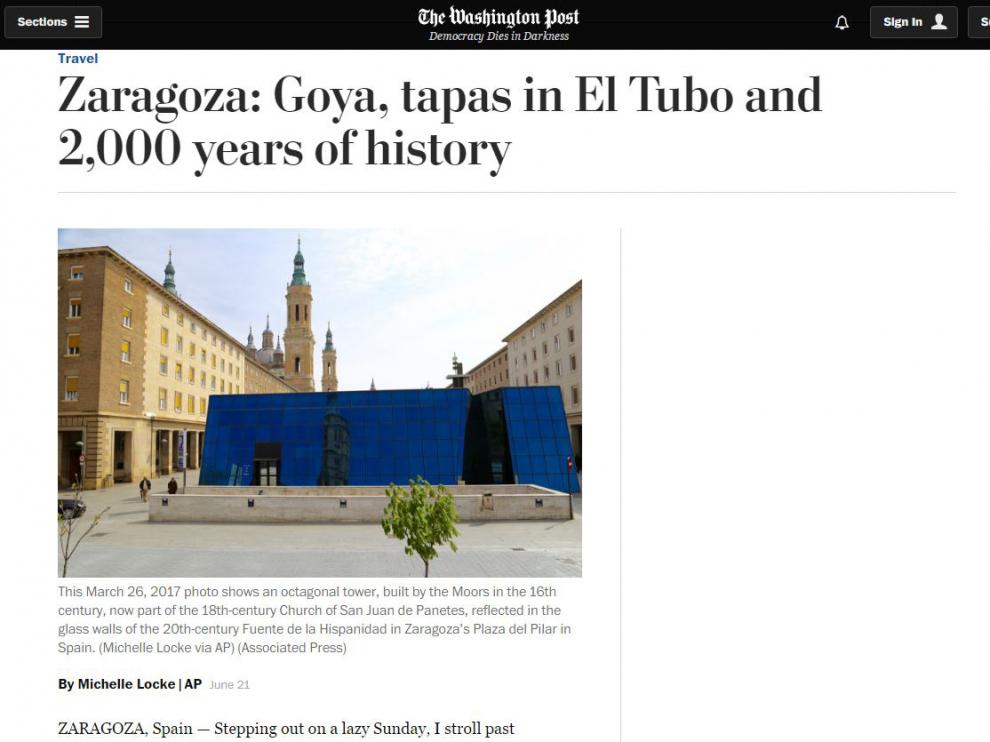 El diario estadounidense ha publicado un reportaje sobre Zaragoza.