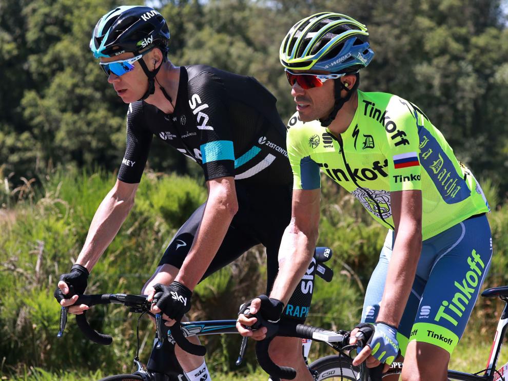 Chris Froome y Alberto Contador durante la pasada edición del Tour de Francia.