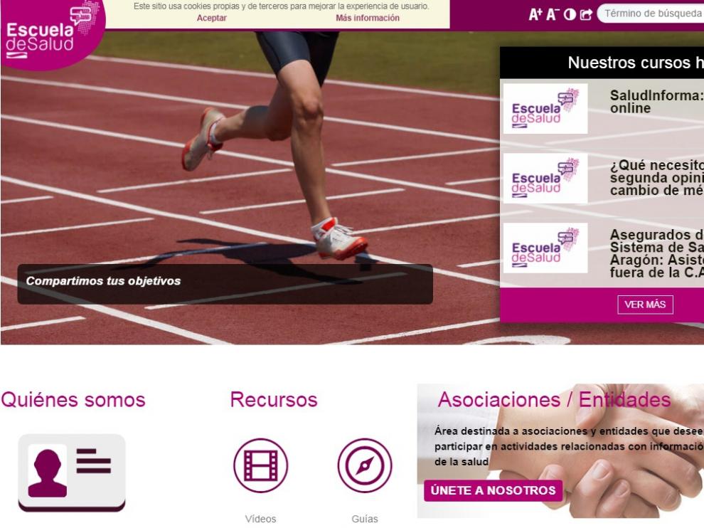 Una captura de la 'Escuela de Salud' puesta en marcha por el Gobierno de Aragón