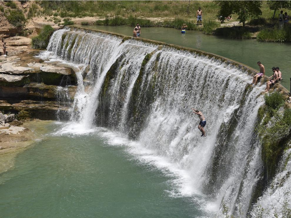 El espectacular salto de Bierge, en el río Alcanadre, donde la DGA ha restringo el acceso para evitar riesgos.