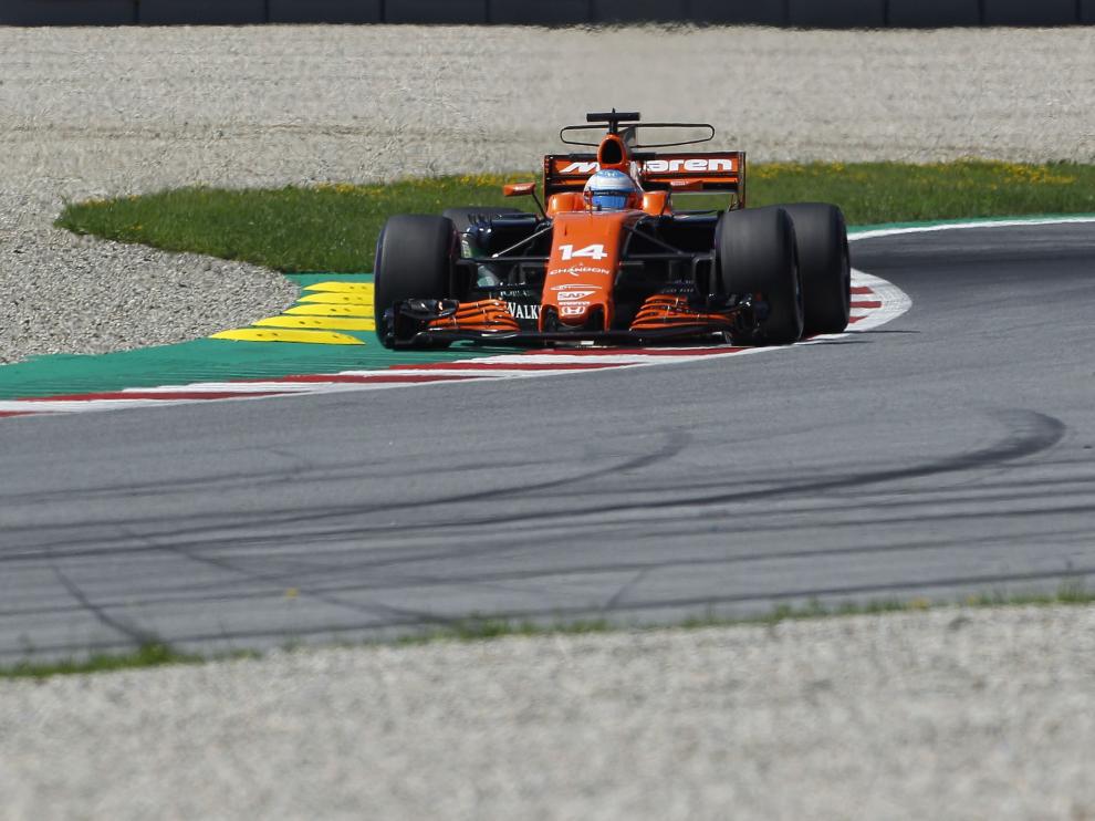 Alonso, durante los entrenamientos en Spielberg