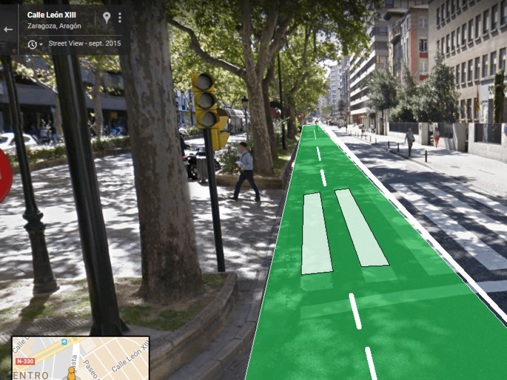 Así quedaría el carril bici de paseo de Sagasta