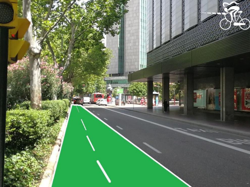 Así quedaría el carril bici de paseo de Sagasta
