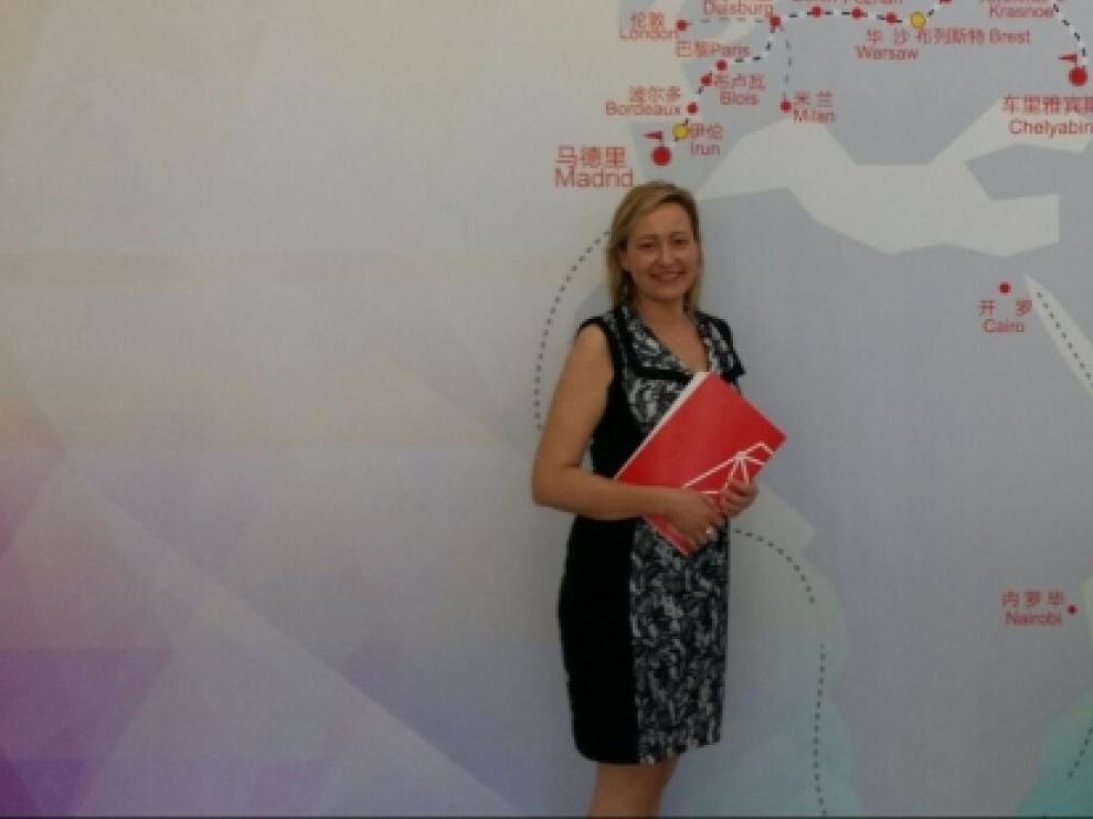 Marta Gastón en la sede de Yiwu Timex Industrial Investment Corporation