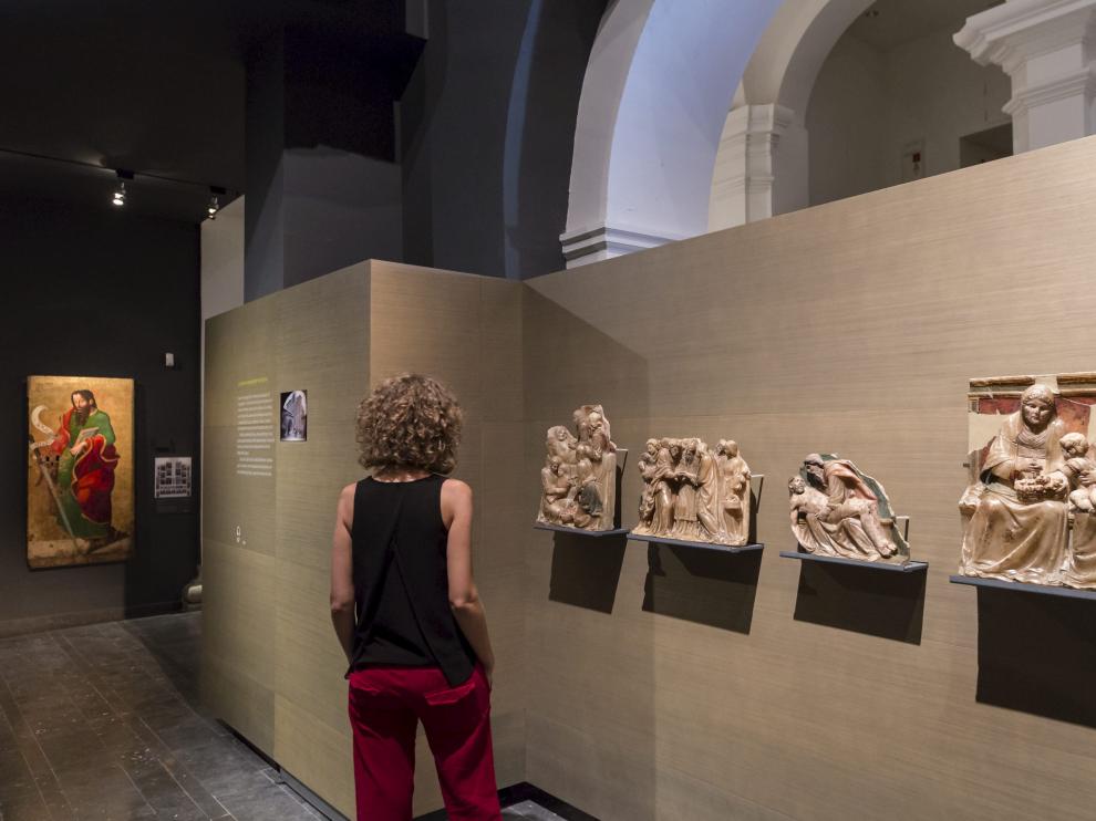Piezas del retablo de Santa Ana, procedentes de Sijena y retenidas en el Museo de Lérida.