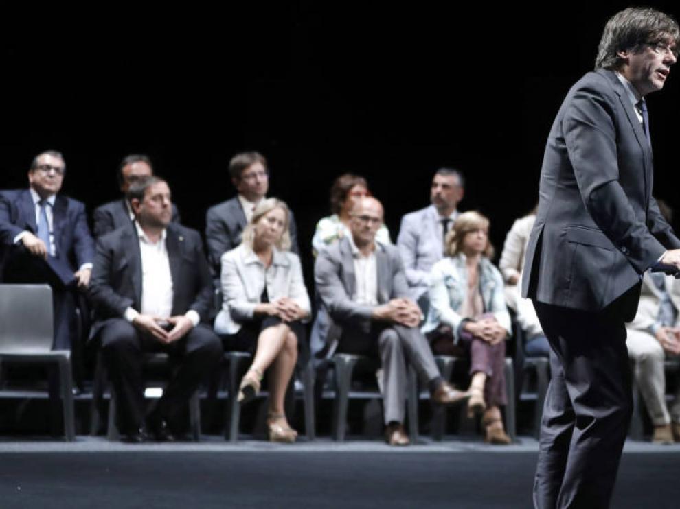 El presidente catalán durante el acto del referéndum.