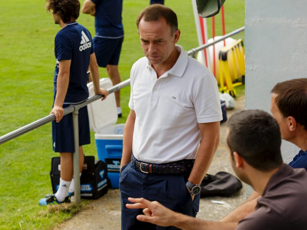 El presidente Lapetra, en la concentración del Real Zaragoza en Boltaña.