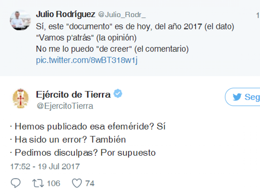 El Ejército se disculpa por recordar el golpe de Estado de 1936