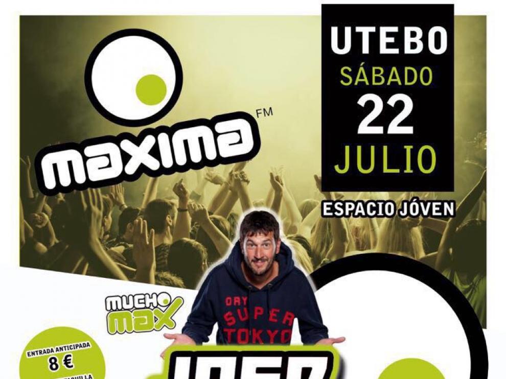 Cartel de la fiesta 'Máxima FM' prevista para el sábado en Utebo.