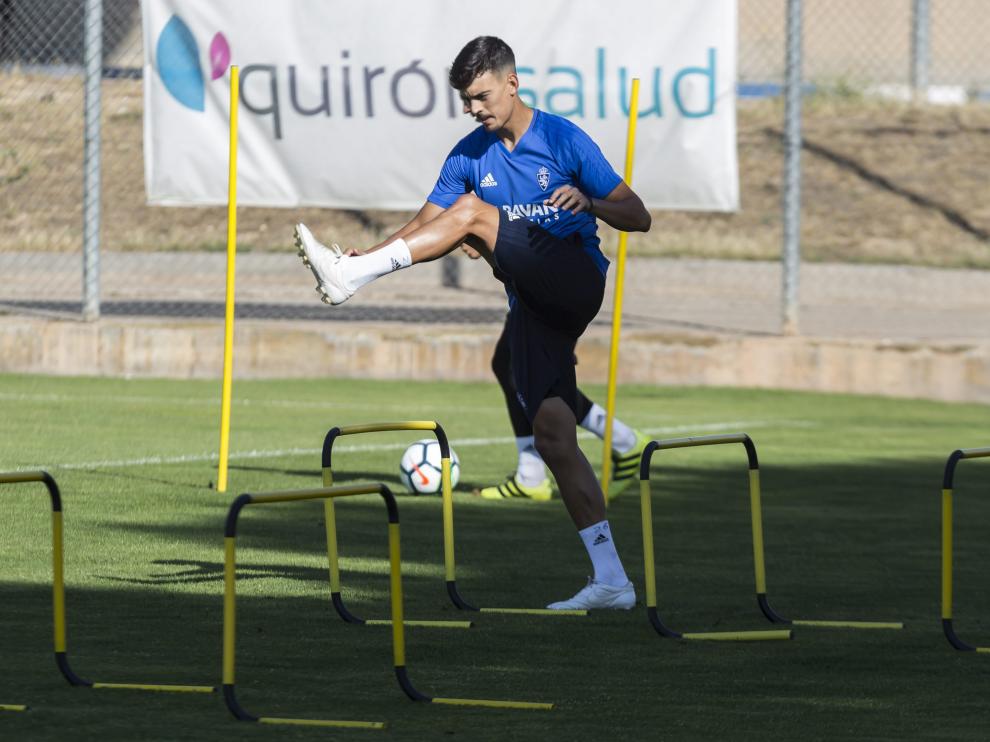 Edu Bedia, en un entrenamiento en la Ciudad Deportiva durante esta pretemporada.