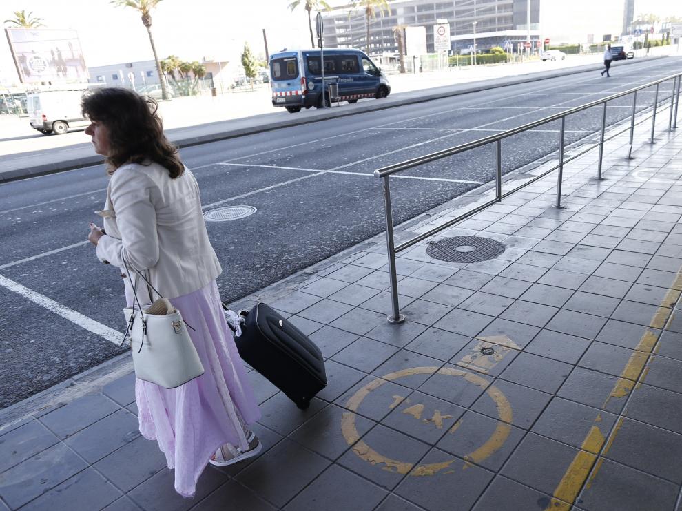 Huelga de taxis en el Aeropuerto del Prat.