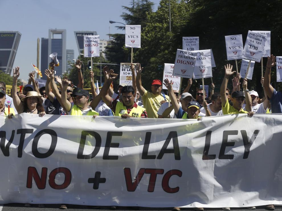 Manifestación en Madrid contra los VTC