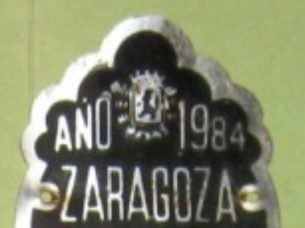 Matrícula de 1984 de una bicicleta en Zaragoza