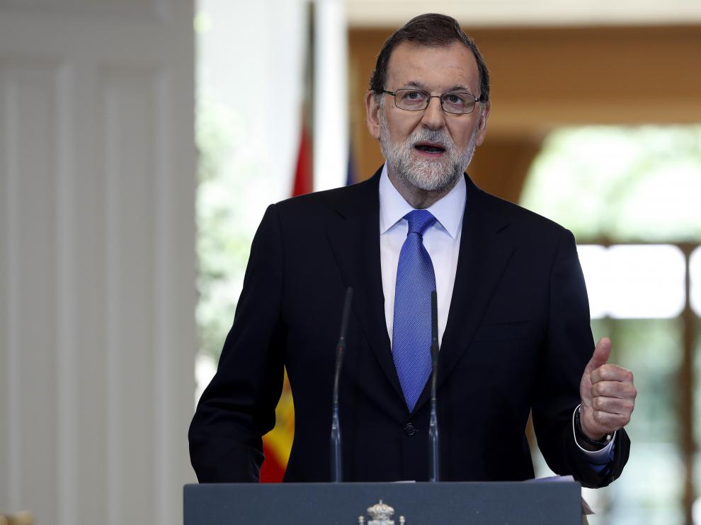 Mariano Rajoy, durante su comparecencia de este viernes en la Moncloa para hacer balance del curso político.