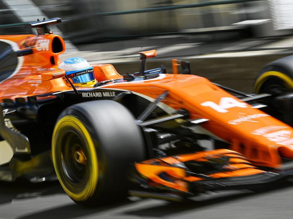 El coche de Fernando Alonso, rodando en Hungría