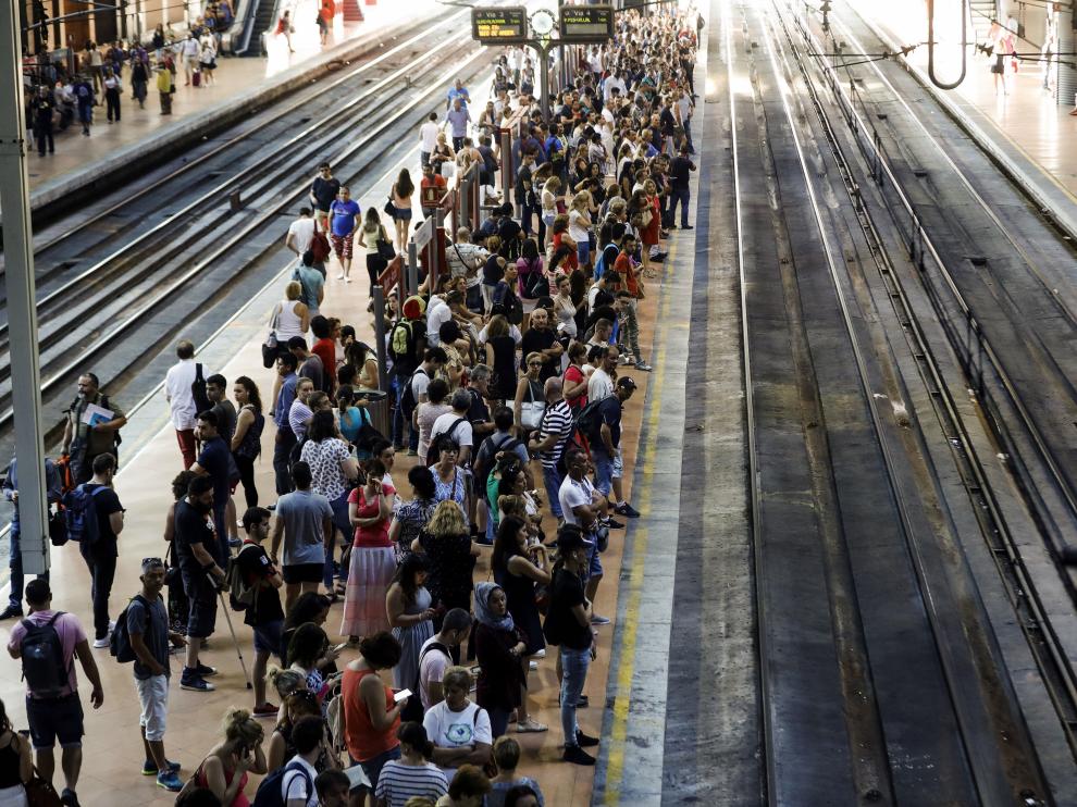 Foto de archivo de una huelga de Renfe