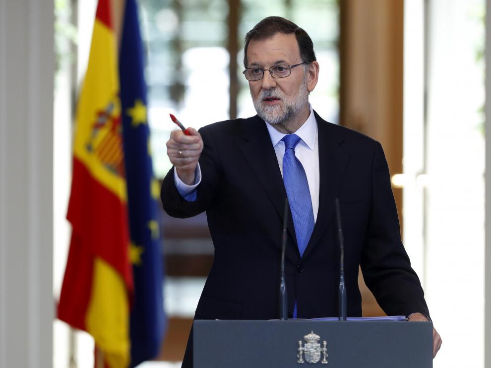 El presidente del Gobierno, Mariano Rajoy, durante una intervención en La Moncloa este viernes.