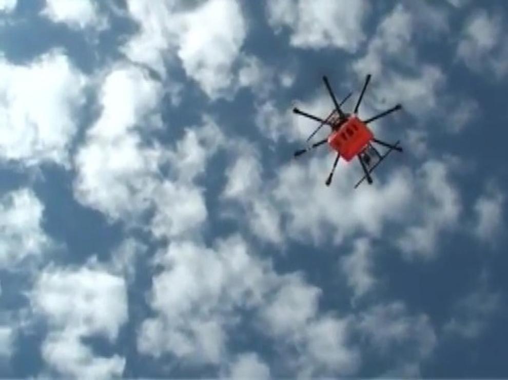 Dron durante un vuelo de prueba