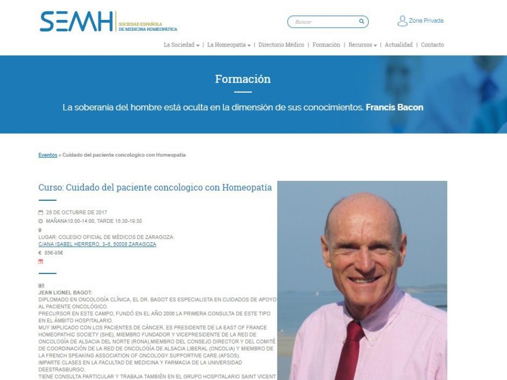 La formación corre a cargo de la Sociedad Científica de Homeopatía de Aragón.