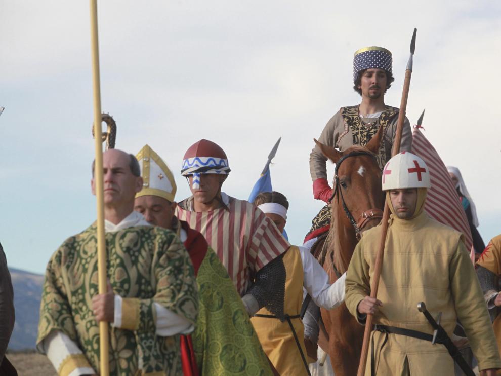 Imagen de archivo de figurantes en la coronación del rey Pedro III de Aragón en Ibieca.
