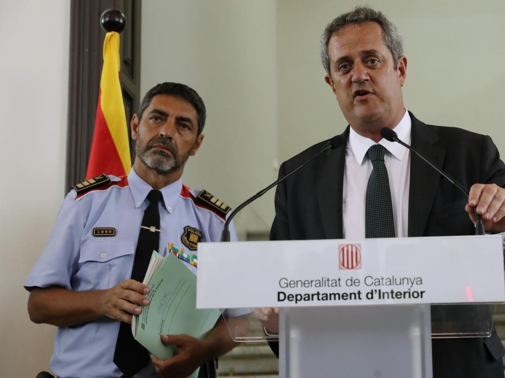 El conseller de Interior de Cataluña, Joaquín Forn, durante su comparecencia ante los medios