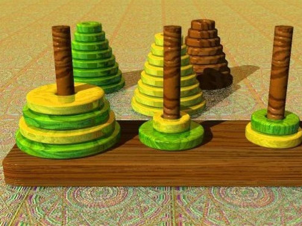 El juego consiste en trasladar la torre de una estaca a otra, moviendo las piezas de una en una, sin colocar ninguna sobre otra más pequeña