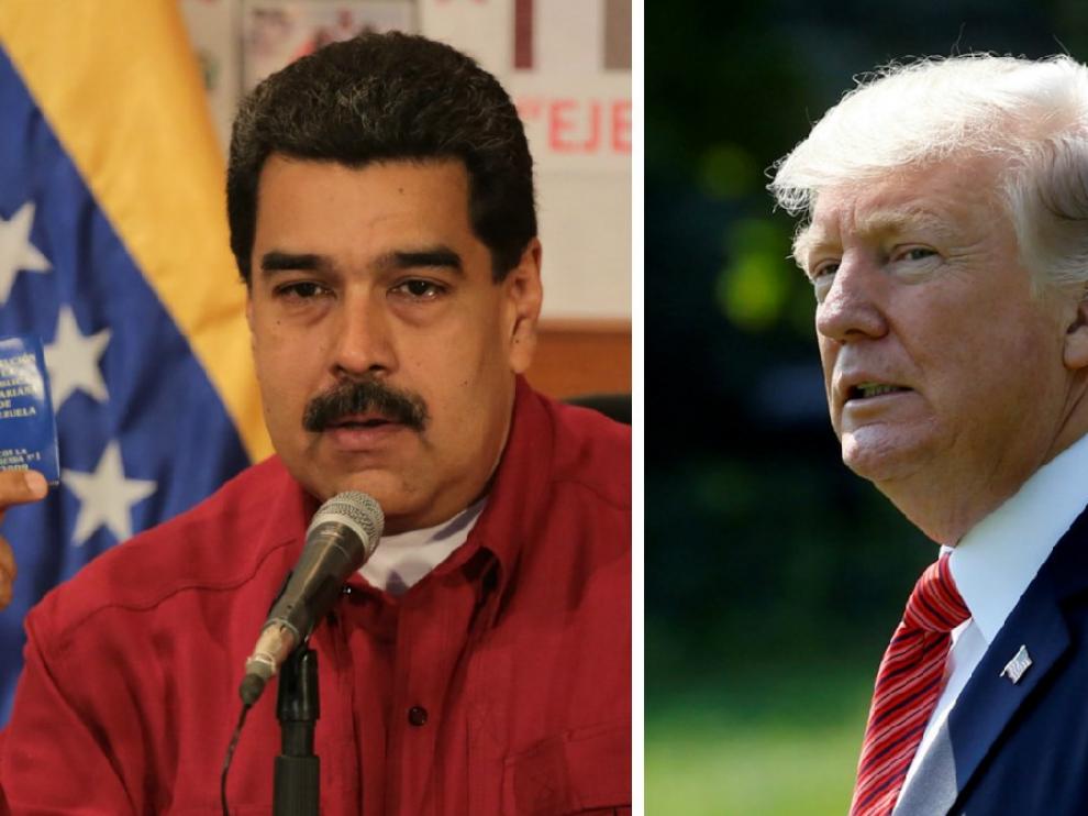 Combo de imágenes de Maduro y Trump.