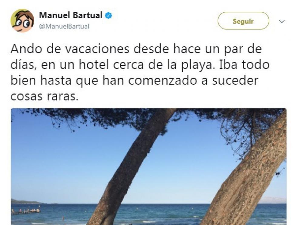 El primer mensaje publicado por Manuel Bartual, el pasado lunes.
