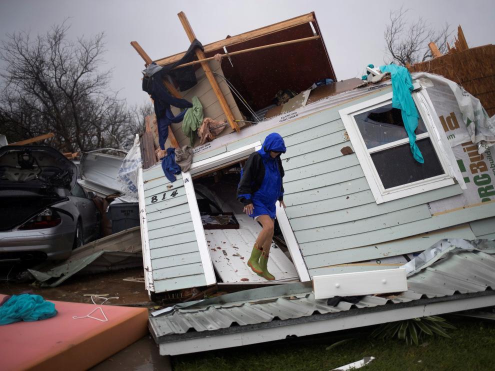 Una casa destrozada tras el paso del huracán.